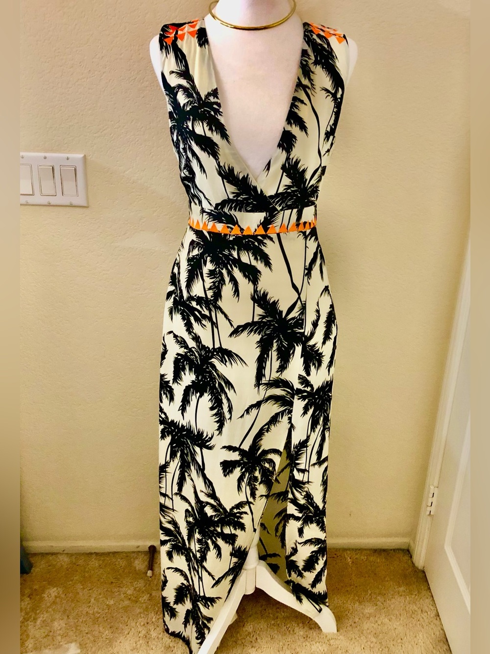 Runaway Backless Sexy Dress. Bright Orange Accents for Extra Pop.